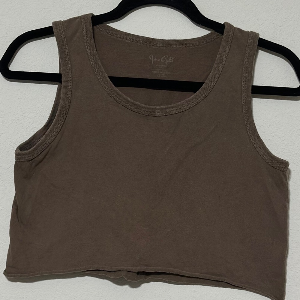 Brandy Melville Brown Ribbed Cropped Tank‎ Top Size S